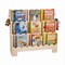 Natural Wood Scalloped Bookshelf for Kids with 3 Open Cubes Side Hooks, and Anti-Tip Design